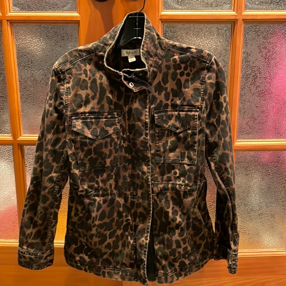 Style & Co leopard denim jacket XS